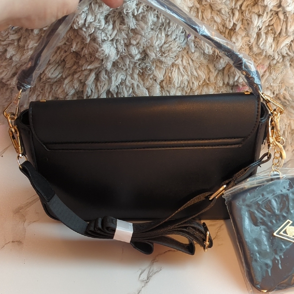 Valentino Orlandi Black Crossbody Bag with Gold Studs and Logo - Picture 4 of 7